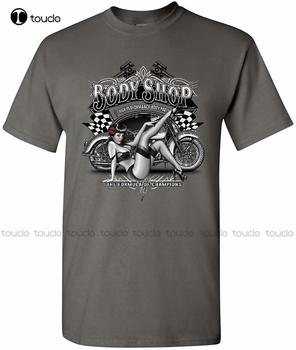 Męska koszulka Body Shop Retro z motywem Pin-Up Girl Route 66 Chopper
