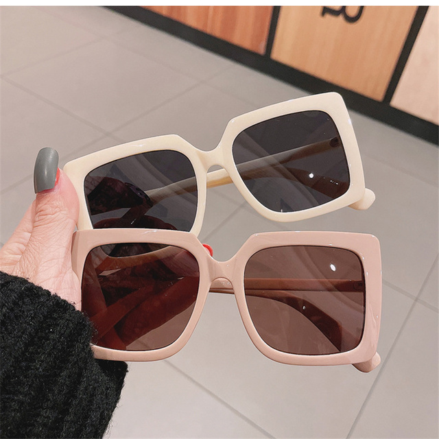 Nowoczesne damskie okulary przeciwsłoneczne Vintage w modnym, dużym stylu Square Frame z filtrem UV 400 i sportowym designem - tanie ubrania i akcesoria