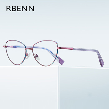 Kocie okulary do czytania damskie RBENN metalowa rama blokujące niebieskie światło, +1.50/+1.75/+2.0