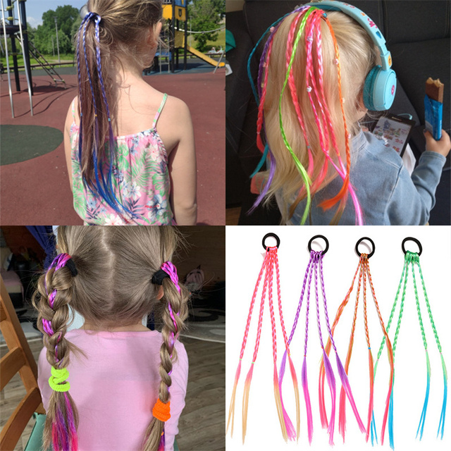 Dziewczęce kolorowe, elastyczne opaski do włosów - słodkie gumowe gumeczki na kucyki i warkocze - tanie ubrania i akcesoria