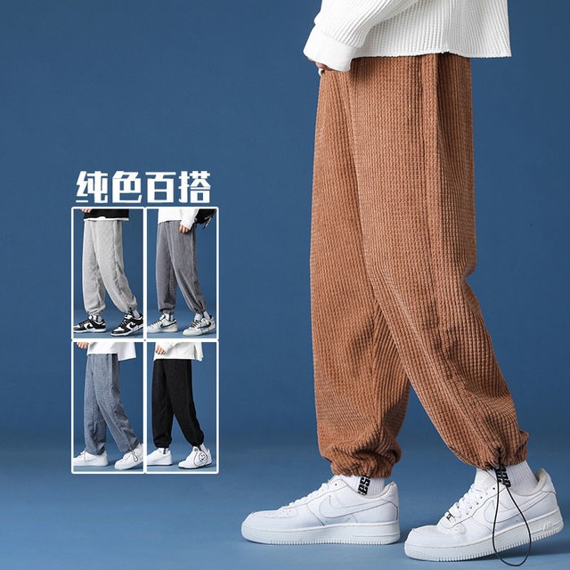 Spodnie męskie luźne szarawary Vintage w stylu chińskim, sztruks, jesień 2021 - tanie ubrania i akcesoria