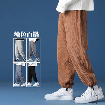 Spodnie męskie luźne szarawary Vintage w stylu chińskim, sztruks, jesień 2021