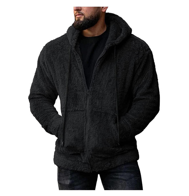 Ciepły dwustronny pluszowy płaszcz zimowy dla mężczyzn z kapturem - tanie ubrania i akcesoria