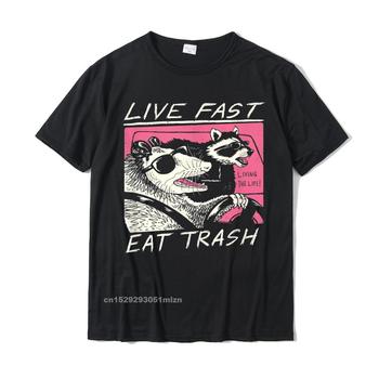 Koszulka męska z unikatowym designem - szybko! Jeść na śmieci! Harajuku