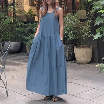 Elegancka letnia sukienka damska ZANZEA z dżinsu w kolorze niebieskim bez rękawów