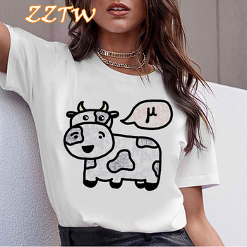 T-shirt z kreskówkowym nadrukiem kawaii krowy dla kobiet w stylu harajuku