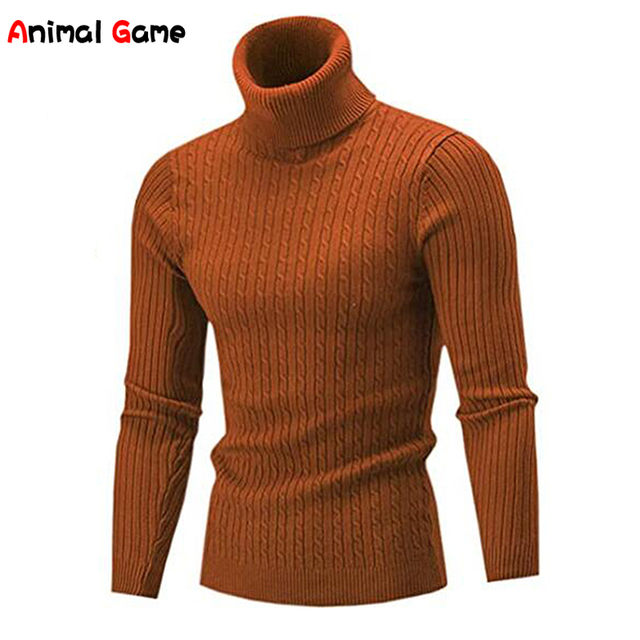 Ciepły sweter męski z golfem, idealny na jesień i zimę - tanie ubrania i akcesoria
