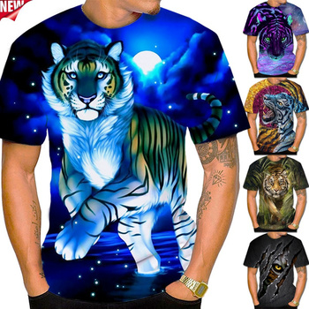 Nowoczesne T-shirty męskie z nadrukiem 3D motywu zwierzęcego
