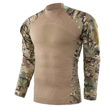 Nowa armia T-shirt wojskowy mężczyzn SWAT żołnierze taktyczna koszulka w kamuflażu długim rękawem O Neck Slim Airsoft