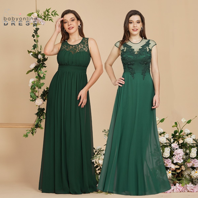 Długa, luksusowa, zielona koronkowa sukienka wieczorowa z wycięciem, zdobiona perłami - 2022 - tanie ubrania i akcesoria