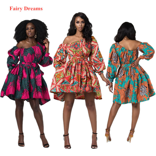 Afrykańska Sukienka Tradycyjna Dashiki Ankara - Letnia, Słodka, Bandażowa w Stylu Hidżab, Drukowane Ubranie Afrykańskie - tanie ubrania i akcesoria