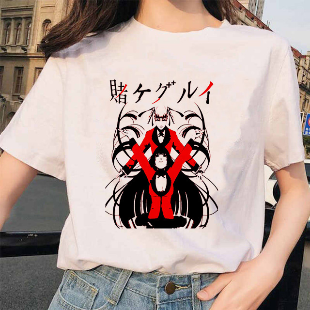 Koszula damskie Kakegurui T, japońskie Anime Runa, nadruk Cartoon T-shirt, unisex 90s Kawaii Harajuku topy lato - tanie ubrania i akcesoria