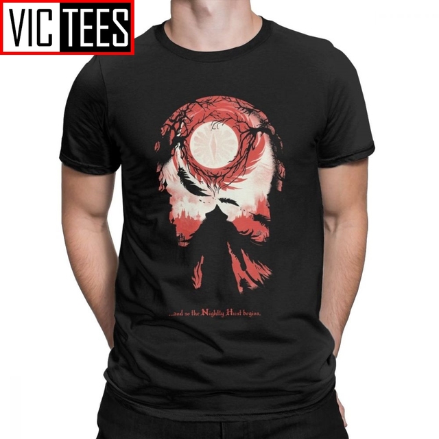 Koszulka męska Dark Souls Praise The Sun z motywem nocnego polowania - Bloodborne Vintage - tanie ubrania i akcesoria