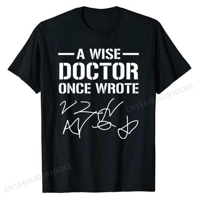 Mądry lekarz napisał śmieszne pismo odręczne - T-shirt męski w stylu streetwear i koszulki Hip Hop - tanie ubrania i akcesoria
