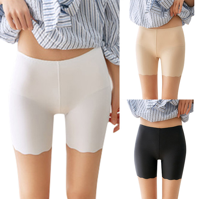 Damskie krótkie spodenki bezpieczeństwa - jednokolorowe, elastyczne, bezszwowe, bieliźniane spodenki damskie #L - tanie ubrania i akcesoria