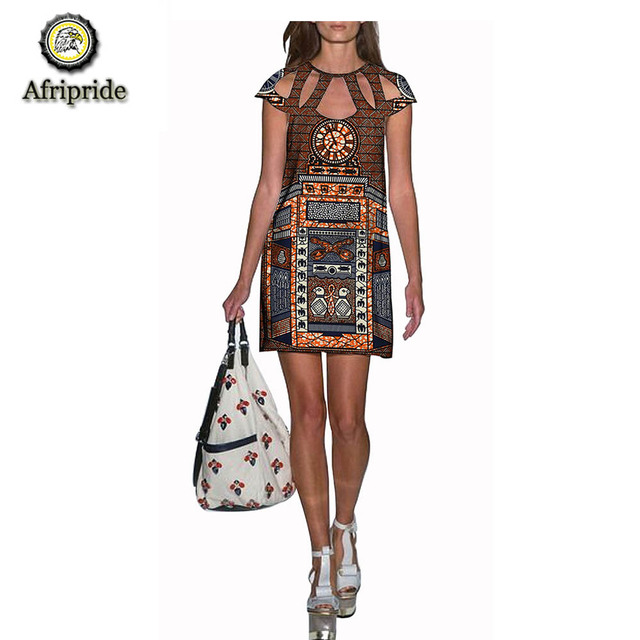 Nowoczesna sukienka w afrykańskim stylu dashiki bazin riche, wiosenna, z czystej bawełny, z wzorem ankara, tkanina afrykańska AFRIPRIDE S1825002 - tanie ubrania i akcesoria