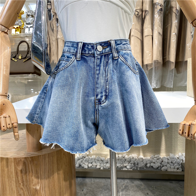 Luźne wysokiej talii spodenki jeansowe damskie na lato 2021 - tanie ubrania i akcesoria