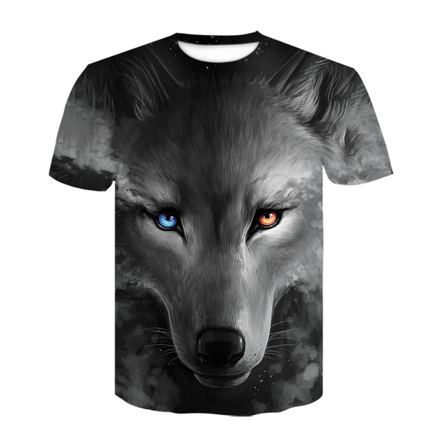 Koszulka męska 3D z nadrukiem wilka w letnim stylu, nowość 2020, rozmiar xxl - tanie ubrania i akcesoria