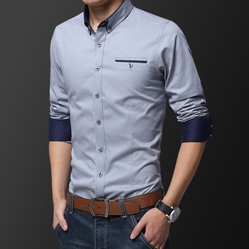 Męskie eleganckie koszule biznesowe długim rękawem w stylu koreańskim, slim fit, łatwe w noszeniu, cienkie i modne