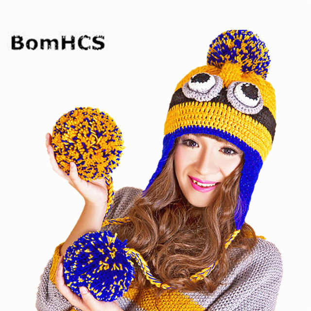 Ciepła zimowa czapka z daszkiem dla kobiet - BomHCS Cute Cartoon z motywem zwierząt i nausznikami - tanie ubrania i akcesoria