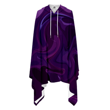 Nowoczesny płaszcz z kapturem dla mężczyzn i kobiet z efektem gradientowego halo oraz drukiem 3D - moda uliczna