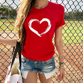 Koszulka z krótkim rękawem dla kobiet z wydrukiem serca - lato 2021