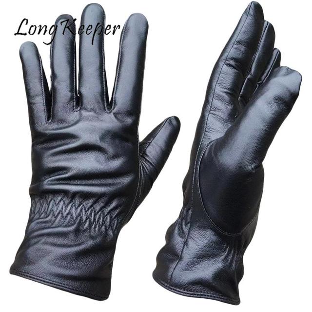 Oryginalne męskie skórzane rękawiczki zimowe - ciepłe, aksamitne, pełny palec, wysoka jakość - tanie ubrania i akcesoria