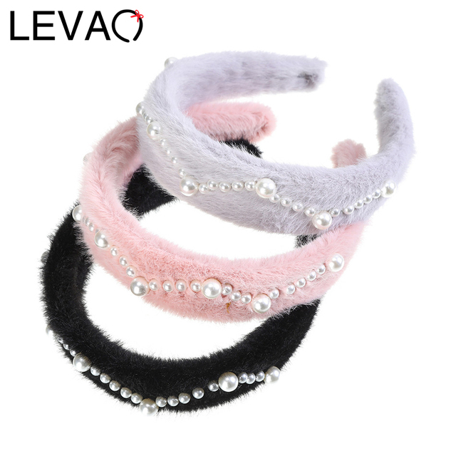 Nowa perła LEVAO - miękka pluszowa tiara dla kobiet i dziewczynki: śliczne opaski zimowe do włosów - tanie ubrania i akcesoria