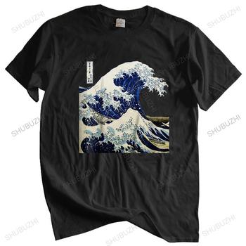 Bawełniana koszulka męska letnia Kanagawa T-shirt, wzór japońskiej wielkiej fali, marka Vintage