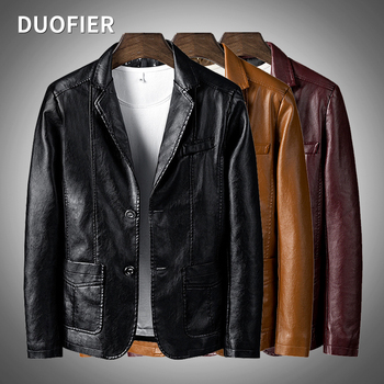 Skórzana kurtka męska typu Slim marki jakości, wiosna-jesień, czarny, wielokieszeniowy, rozmiar 6XL