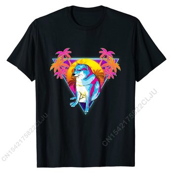 Koszulka męska Cheems pies Shiba Inu - śmieszny styl retro 80s Vaporwave
