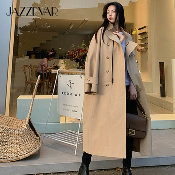 Kobiecy trencz JAZZEVAR 2021 na wiosnę i jesień - nowoczesna moda uliczna w khaki