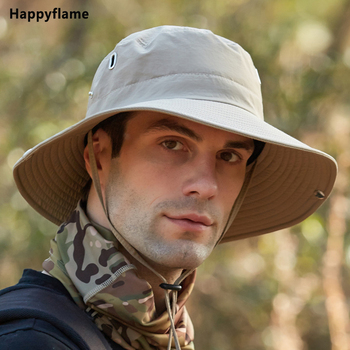 Męska Panama kapelusz rybaka lato, oddychająca czapka przeciwsłoneczna typu Bucket, z daszkiem ronda, kolor Mesh, anti-UV, idealna na camping i hiking