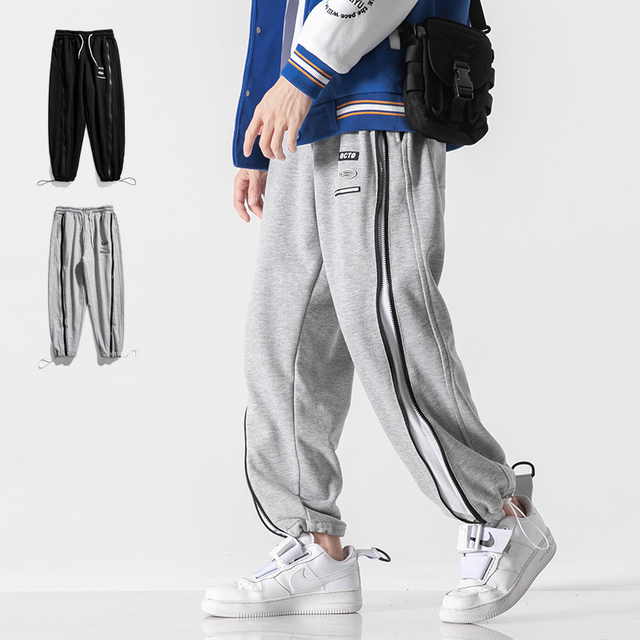2021 Jesienna męska bluza na zamek Harajuku i spodnie z dzianiny w stylu Pop Hip Hop - tanie ubrania i akcesoria