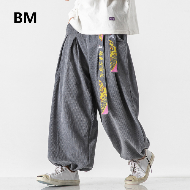 Luźne, workowate spodnie męskie w stylu chińskim, sztruksowe haremki 5XL+ 2020 Harajuku - tanie ubrania i akcesoria