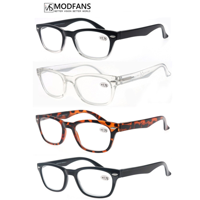 Okulary do czytania MODFANS RB Design - kwadratowa ramka, zawias sprężynowy, lekkie korekcyjne okulary, męskie/kobiece - tanie ubrania i akcesoria