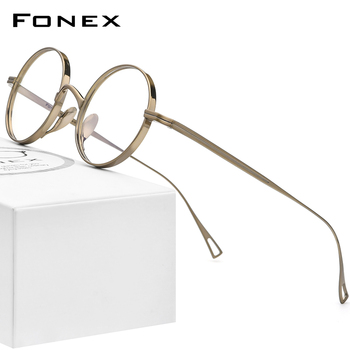 Fonex Czysta Tytanowa Ramka Okularów - Model Retro dla Mężczyzn i Kobiet - Okrągłe Okulary Korekcyjne 2021 Vintage optyczne F85644
