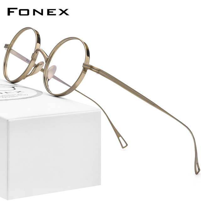 Fonex Czysta Tytanowa Ramka Okularów - Model Retro dla Mężczyzn i Kobiet - Okrągłe Okulary Korekcyjne 2021 Vintage optyczne F85644 - tanie ubrania i akcesoria