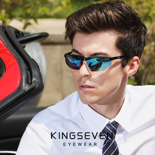 KINGSEVEN Seria 2021: Męskie Okulary Przeciwsłoneczne Aluminiowe Lustro Soczewki - tanie ubrania i akcesoria