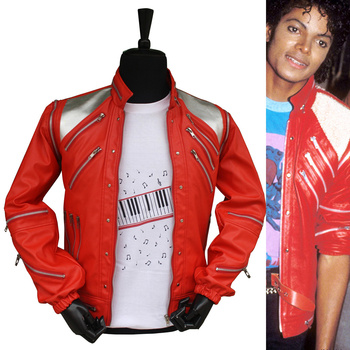Czerwona kurtka punkowa z imitacji skóry Michael Jackson MJ na co dzień