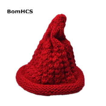 Ręcznie robiona zimowa czapka damska BomHCS Cute w kształcie stożka z czarownicą – ciepła i modna