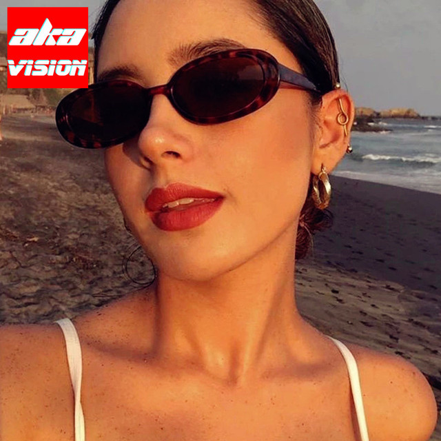 Damskie owalne okulary przeciwsłoneczne AKA VISON 2021 - markowe, retro, luksusowe - tanie ubrania i akcesoria