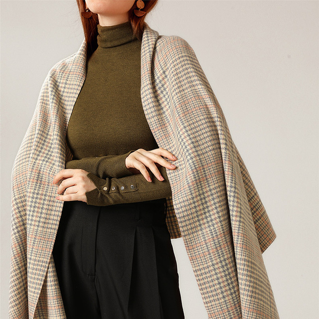 Najnowsza kolekcja jesień-zima: Luksusowy szalik w kratkę kobiety/mężczyźni 65X180cm z frędzlami - tanie ubrania i akcesoria