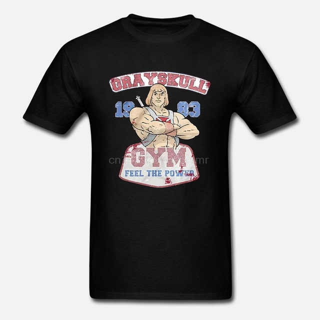 Koszulka męska inspirowana Grayskull Gym z Mistrzami Wszechświata TV lat 80 - tanie ubrania i akcesoria