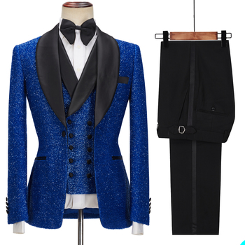 Nowoczesny trzyczęściowy garnitur męski z guzikiem, szal lapel, kolorowy design 2021