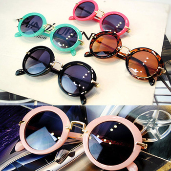Dziewczęce okulary przeciwsłoneczne stylu vintage dla dzieci - retro okrągłe gogle anty-UV ochrona UV400