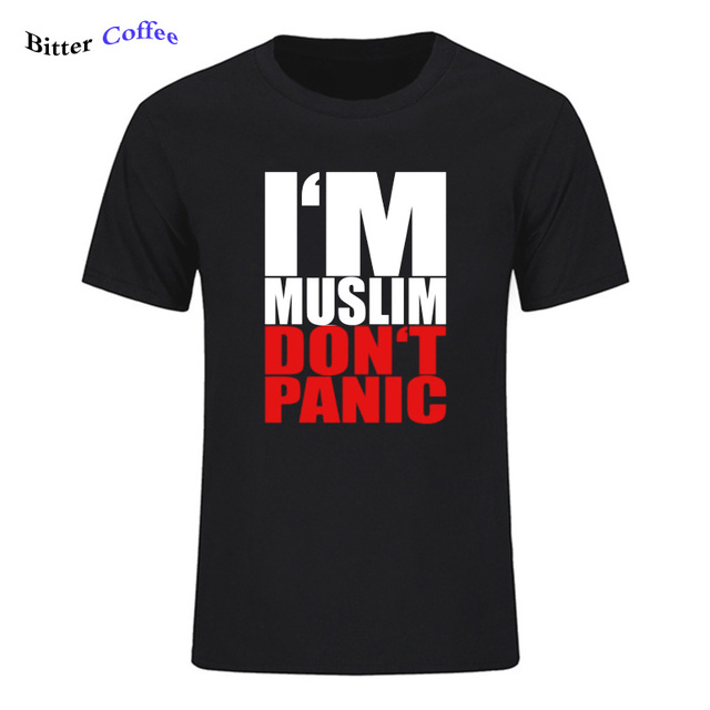 Nowa marka męska koszulka z nadrukiem Jestem muzułmaninem, nie panikuj z drukiem islamskim - 100% bawełna - tanie ubrania i akcesoria