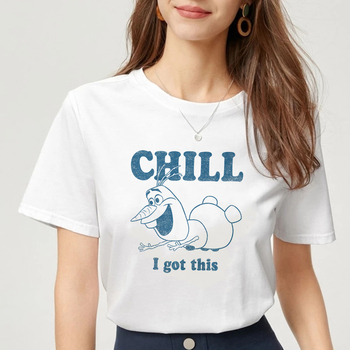 Koszulka premium Unisex Disney Frozen Olaf Chill z zabawnym portretem Vintage dla kobiet