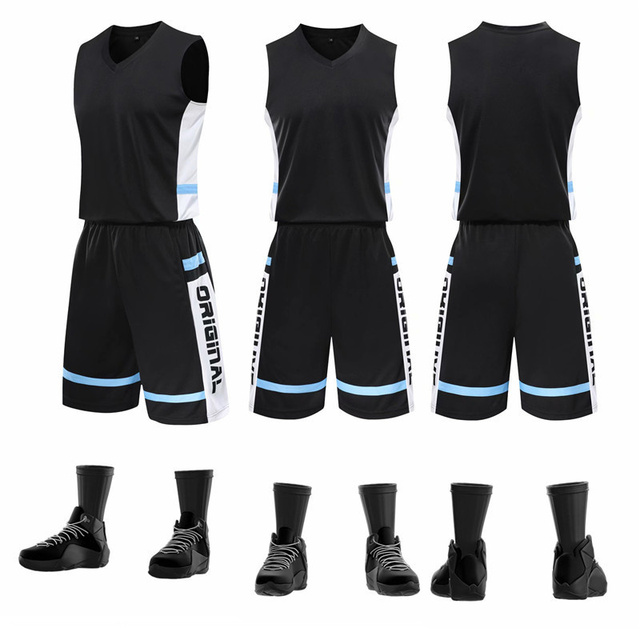 Męski niebieski strój koszykarski kombinezon zespołu - jednostka aktywności, konkursowy trening jersey - tanie ubrania i akcesoria