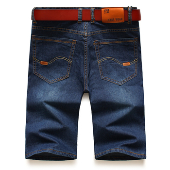Męskie cienkie dżinsy biznesowo-kasualowe - klasyczne, modne, niebieskie, spodenki jeansowe luźne, idealne na lato, pięciopunktowe